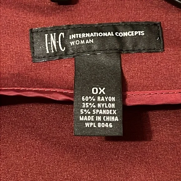 INC Women’s 0X Jacket Burgundy - Picture 2 of 6